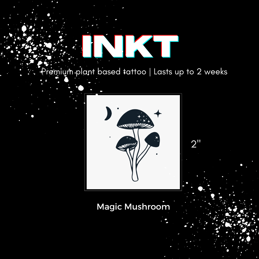 Magic Mushroom Tattoo | 2 Week Temporary Tattoo | Plant Based Vegan Tattoo | Mushroom Tattoo | Shroom Tattoo | Festival Tattoo | Matching Tattoo | Gift Idea | Temporary Tattoo | Psychedelic Tattoo | Spiritual Tattoo