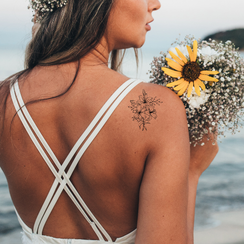 Lily Tattoo | 2 Week Temporary Tattoo | Semi Permanent Tattoo | Plant Based Vegan Tattoo | Flower Tattoo | Floral Tattoo | Gift Idea | Boho Tattoo | Bohemian Tattoo | Nature Tattoo | Feminine Tattoo