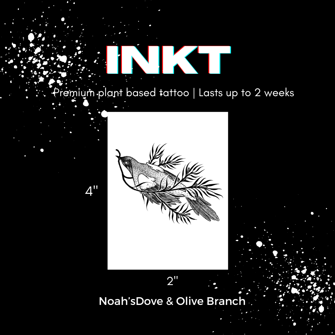 Noah's Dove Tattoo | 2 Week Temporary Tattoo | Bird Tattoo | Olive Tattoo | Olive Branch Tattoo | Christian Tattoo | Nature Tattoo