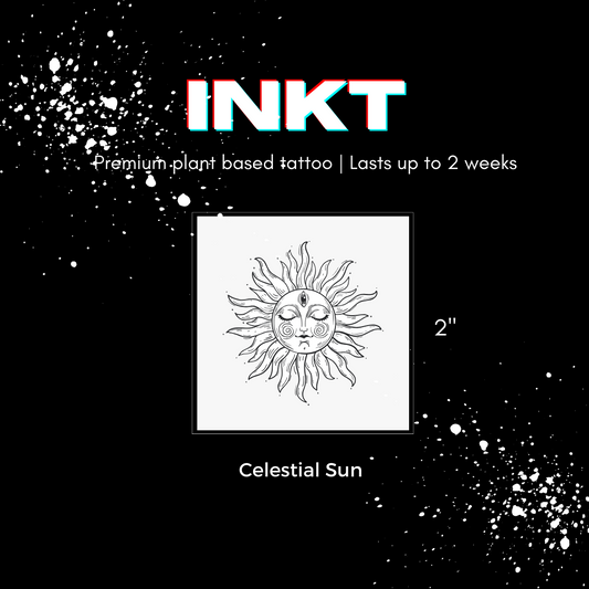 Celestial Sun Tattoo | 2 Week Temporary Tattoo | Plant Based Vegan Tattoo | Sun Tattoo | Cute Tattoo | Festival Tattoo | Matching Tattoo | Gift Idea | Temporary Tattoo | Spiritual Tattoo | Smiling Sun Tattoo