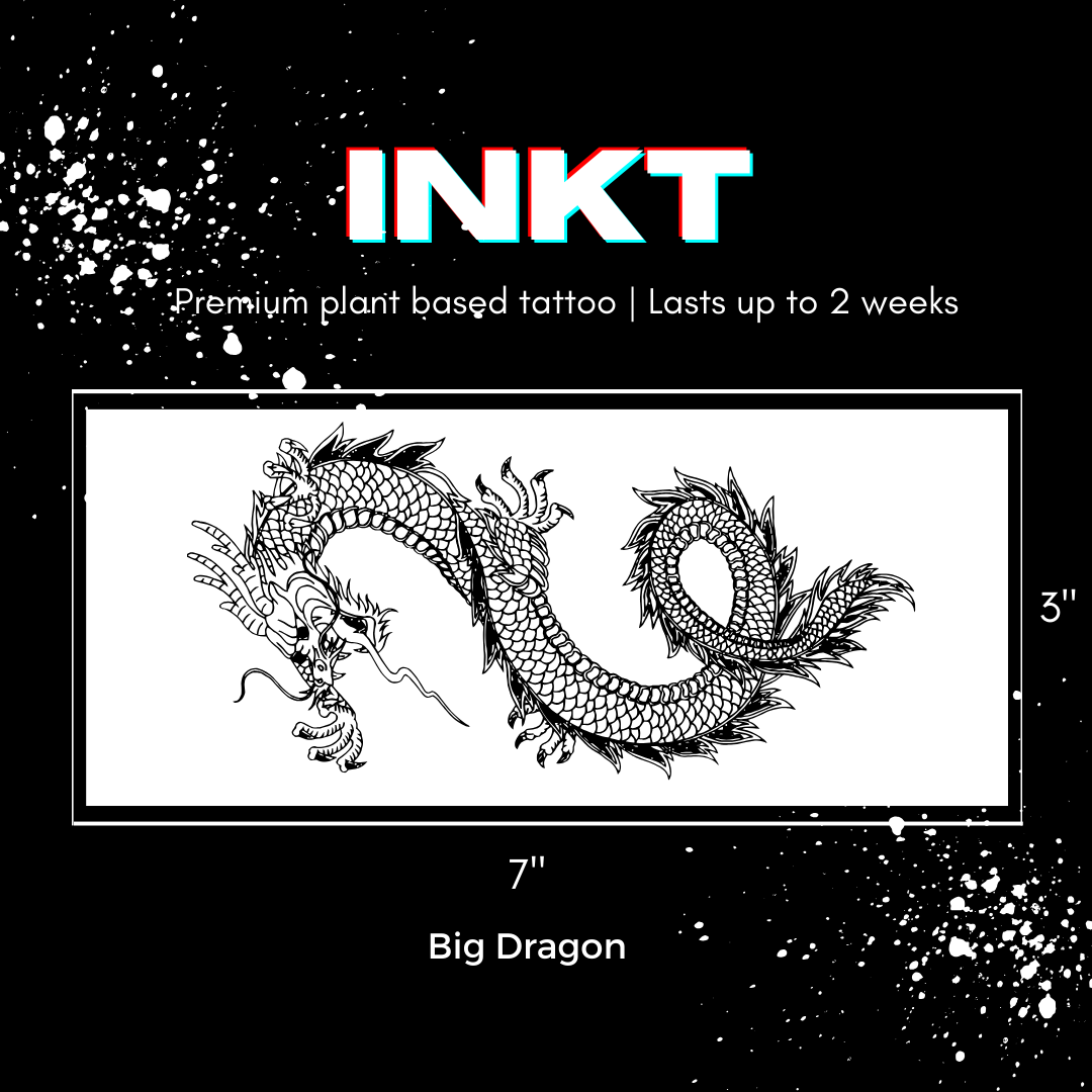 Big Dragon Tattoo | 2 Week Semi Permanent Tattoo | Vegan Temporary Tattoo | Animal Tattoo | Unisex Tattoo | Special Event | Gift Idea