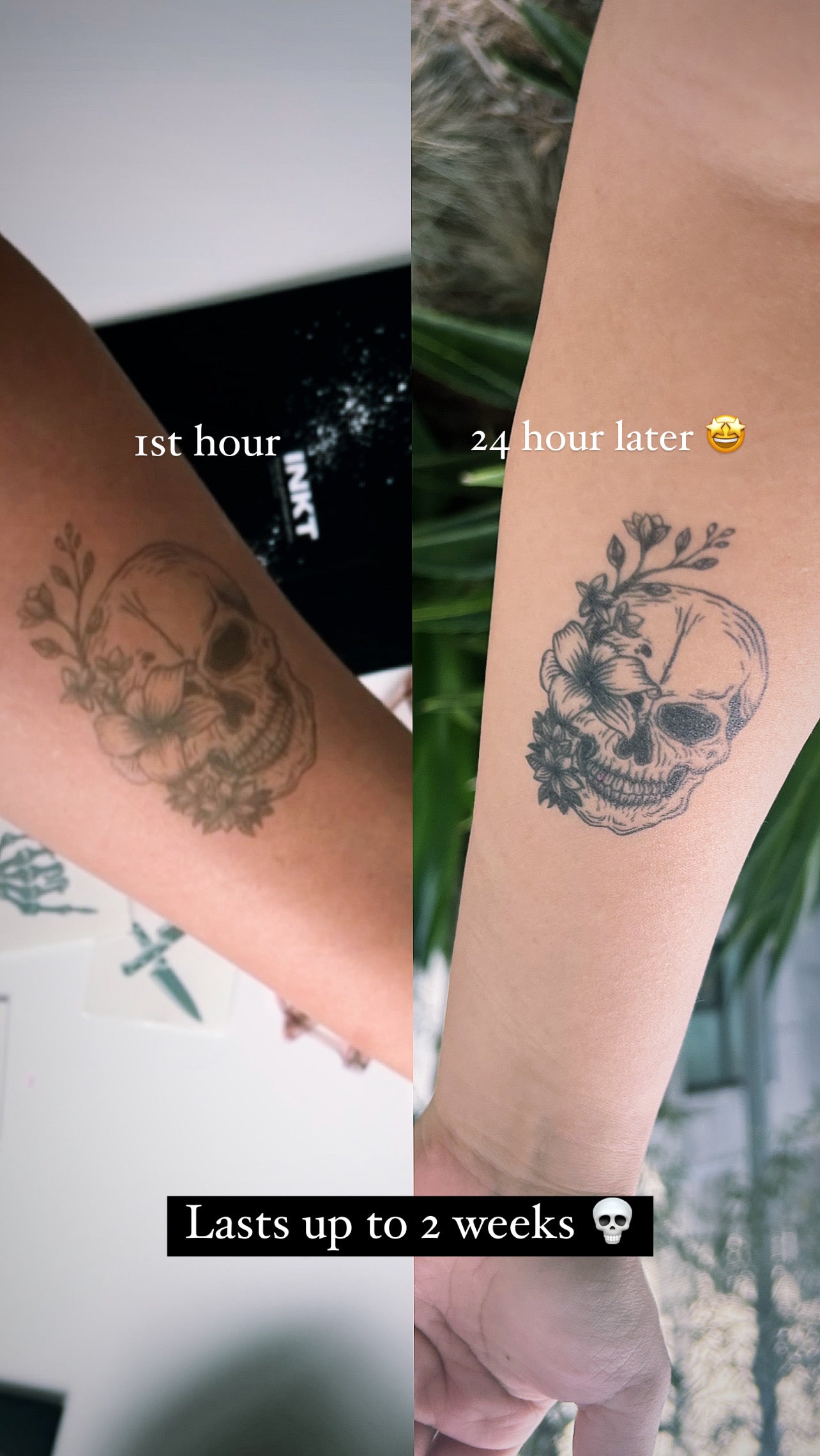 Calavara Tattoo | Sugar Skull Tattoo | Vegan Tattoo | Semi Permanent Temporary Tattoo | 2 Week Tattoo | Halloween Tattoo