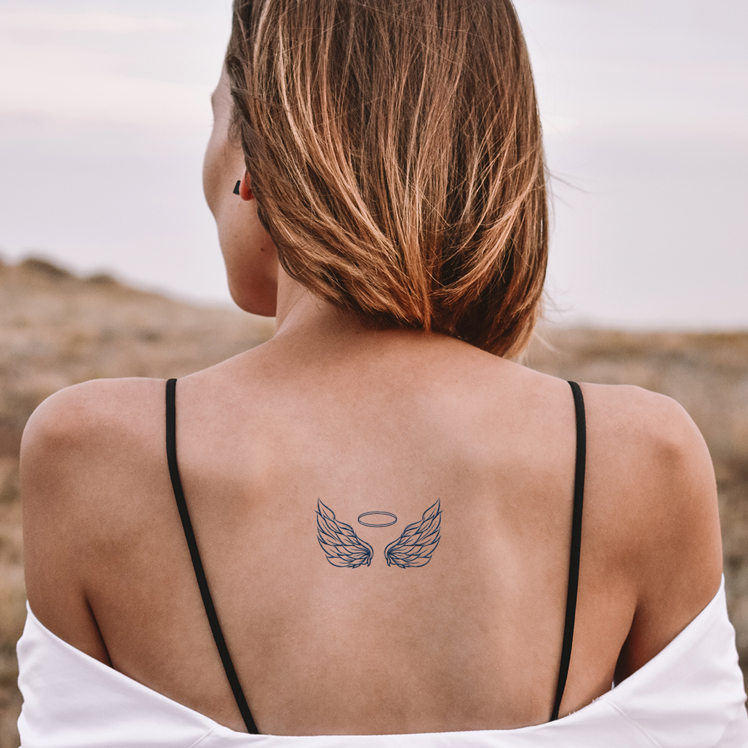 Angel Wing Tattoo | 2 Week Temporary Tattoo | Plant Based Vegan Tattoo | Boho Tattoo | Festival Tattoo | Spiritual Tattoo | Angel Tattoo | Wing Tattoo |