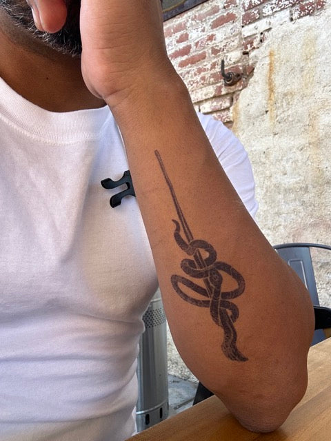 Caduceus Snake Tattoo | Temporary Semi Permanent Tattoo | Vegan Tattoo Plant Based Tattoo | Medical Tattoo | Christian Tattoo | Staff of Moses | Realistic Tattoo
