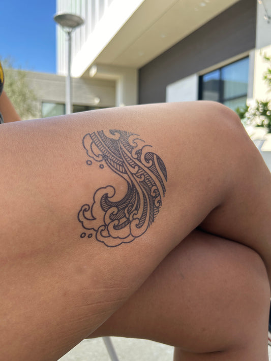 Round Great Wave Tattoo | 2 Week Temporary Tattoo | The Great Wave Tattoo | Festival Tattoo | Asian Inspired Tattoo | Ocean Tattoo | Wave Tattoo