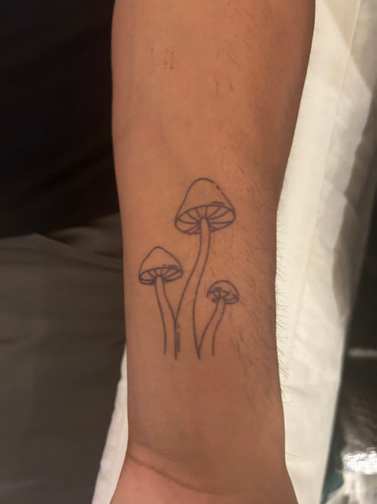 Mushroom Tattoo | 2 Week Temporary Tattoo | Semi Permanent Tattoo | Plant Based Vegan Tattoo | Shroom Tattoo | Magic Mushroom Tattoo | Hippie Tattoo | Gift Idea | Boho Tattoo | Bohemian Tattoo | Nature Tattoo | Festival Tattoo