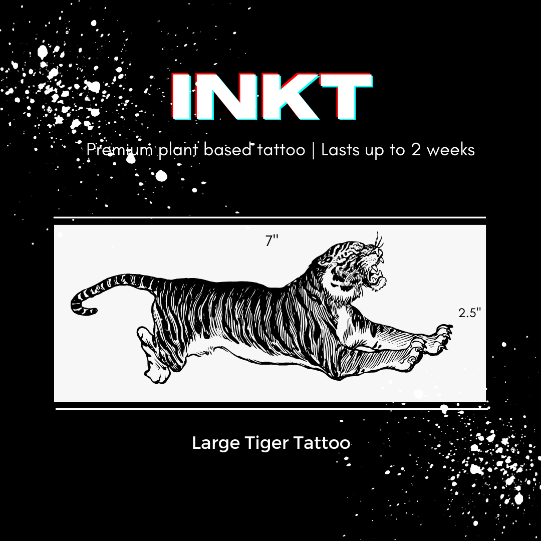 Tiger Tattoo | 2 Week Semi Permanent Tattoo | Vegan Temporary Tattoo | Animal Tattoo | Unisex Tattoo