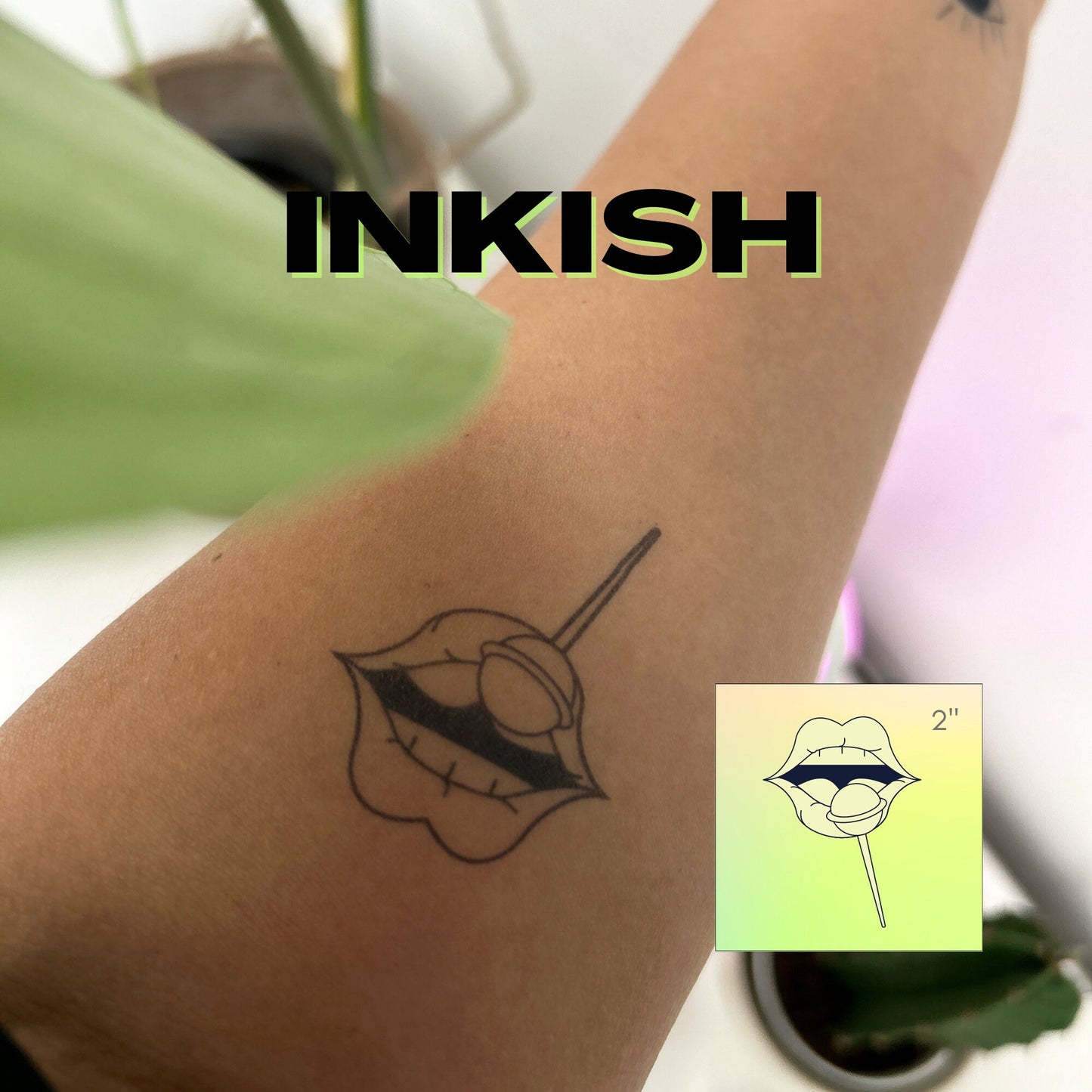 Lollipop Tattoo | Temporary Semi Permanent Tattoo |Vegan Plant based Tattoo | Mouth Tattoo | Sexy Tattoo | Realistic Tattoo