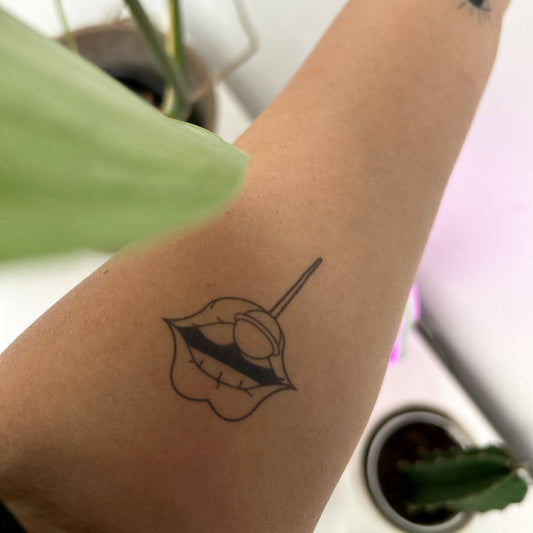 Lollipop Tattoo | Temporary Semi Permanent Tattoo |Vegan Plant based Tattoo | Mouth Tattoo | Sexy Tattoo | Realistic Tattoo