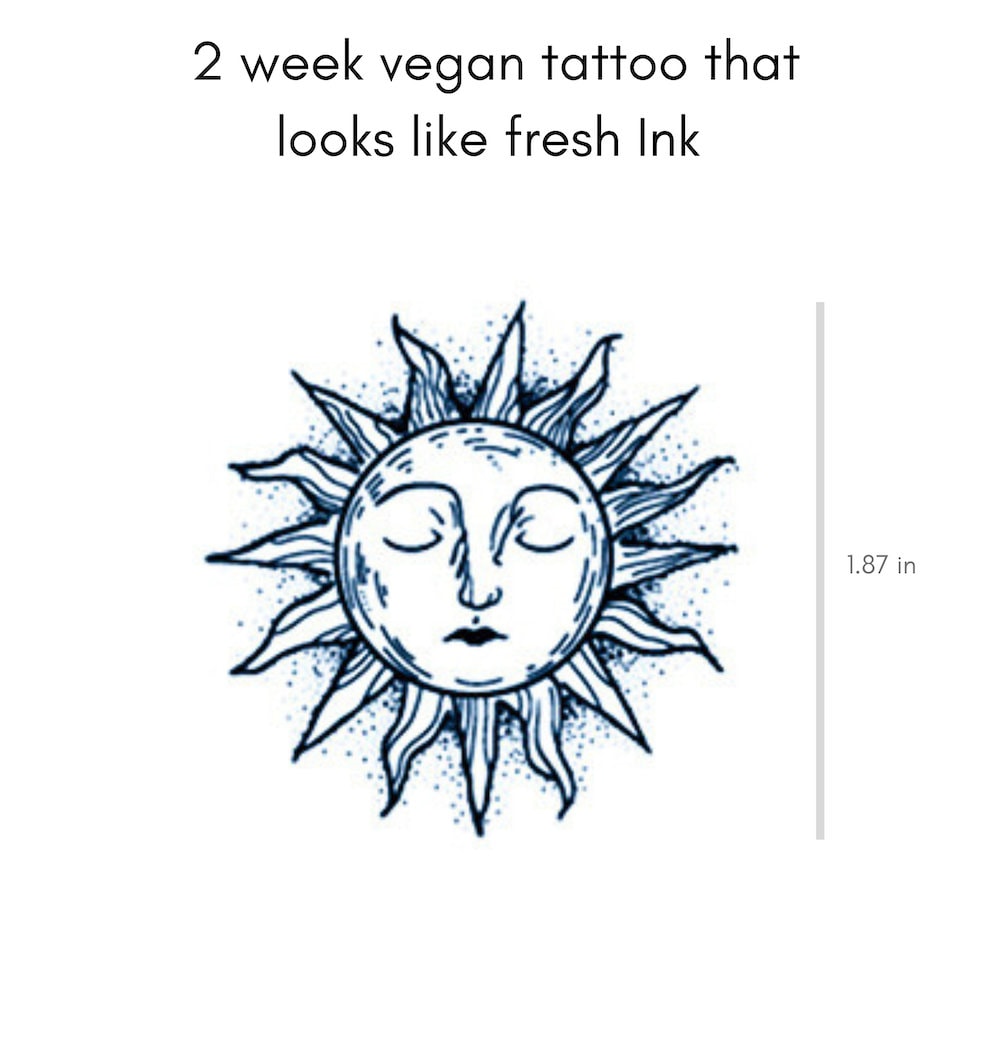 Celestial Sun Tattoo | 2 Week Temporary Tattoo | Plant Based Vegan Tattoo | Boho Tattoo | Festival Tattoo | Spiritual Tattoo