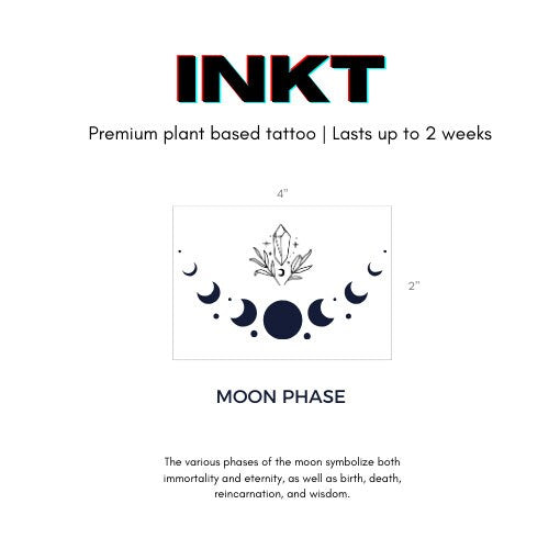 Moon Phase Tattoo 2 Week Vegan Tattoo Semi Permanent Tattoo Temporary Tattoo Moon Tattoo Spiritual Tattoo Crystal Tattoo Festival Tattoo Art