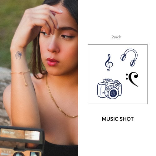 Music Tattoo Camera Tattoo Music Sign Tattoo Semi Permanent Tattoo Vegan Tattoo Temporary Tattoo Dainty Tattoo Festival Tattoo Cute Body Art